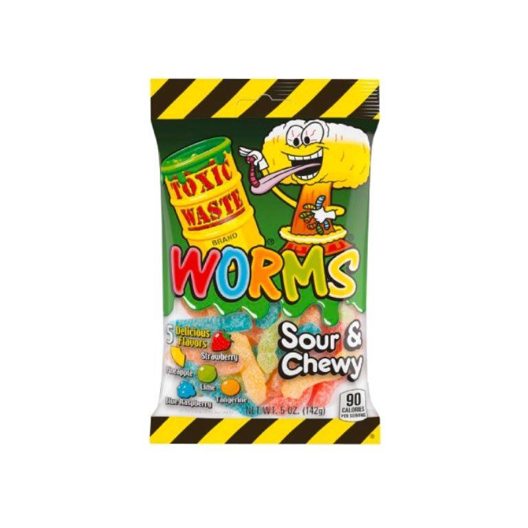 Toxic Waste Worms Sour & Chewy Peg Bag - Sweet Joint