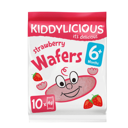 Kiddylicious Wafers Strawberry Baby Snack 6 Months + 10 * 4 gr - Sweet Joint